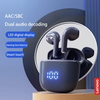 original lenovo xt83pro bluetooth wireless headset aacsbc dual audio decoding led digital power display smart touch headset
