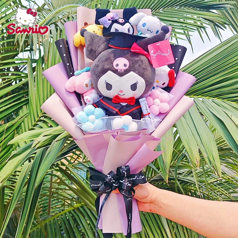 

Мультяшный My Melody Kuromi Cinnamoroll с фотоэлементами ручной работы Sanrio букет Аниме подарок на день Святого Валентина Выпускной девушки