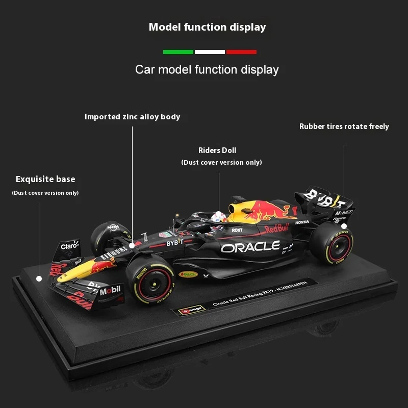 Оригинальный 1:18 Bburago Red Bull RB19 Las Vegas Майами миниатюрные литые под давлением модели