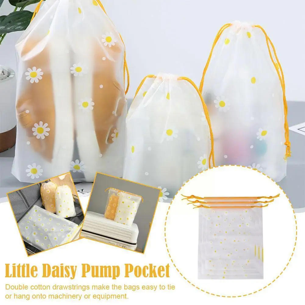 

50Pcs Waterproof PE Daisy Storage Bags Drawstring Large Bags Organizer Capacity Shoes Supplies Portable Clothes Makeup V5Q9