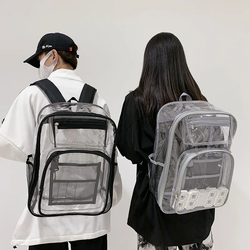 Прозрачный рюкзак из ПВХ для мужчин и женщин индивидуальный девочек-подростков