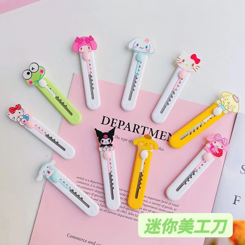 

New Sanrioed Acrylic Cute Cartoon Kuromi Cinnamoroll My Melody Kittyed Kawaii Anime Doll Portable Small Mini Utility Knife