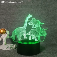dinosaur series 3d stereo led night light black base acrylic table lamp desk bedroom decoration holiday birthday gifts for kids