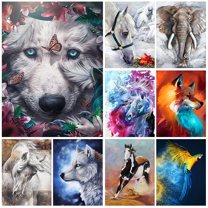 

5D Diamond Painting Animal Diamond Embroidery DIY Full Rhinestone Mosaic Wolf Elephant Fox Cross Stitch Kit Art Home Decor Gift
