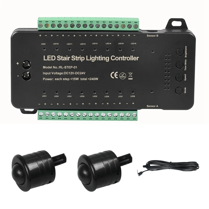 

Контроллер датчика движения для лестницы, 12 В, 24 В, 16 каналов