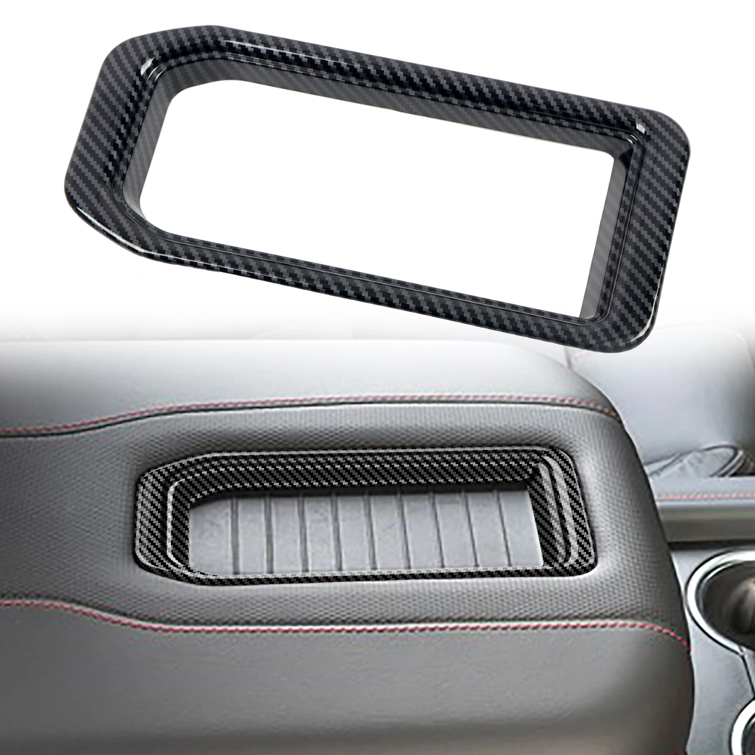 

For Chevrolet Suburban 2021 2022 2023 Car Accessories ABS Plastic Carbon Central Armrest Box Bowl Cover For GMC Yukon XL