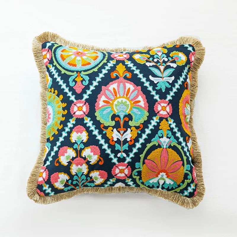 Tufted Rainbow Pillow Cover Moroccan Style Handmade Three-Dimensional Embroidery Home Sofa Cushion Decorative Anime Bod Decor