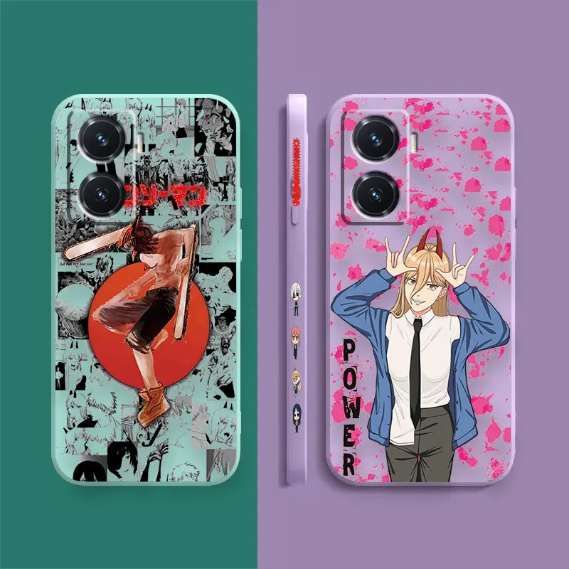 Anime Power Denji Chainsaw Man Case For VIVO Y55S Y31 Y33S Y55 Y35 Y51S Y52S Y53S Y66 Y73S Y77 5G Y85 Y93 Case Funda Shell Capa