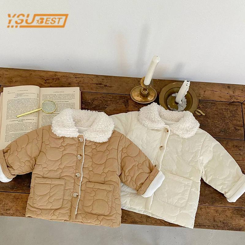 

Winter Toddler Baby Boys Girls Jacket Thickened Boys Girls Coat Jacket Baby Boy Girl Long Sleeves Solid Color Cardigan Jacket