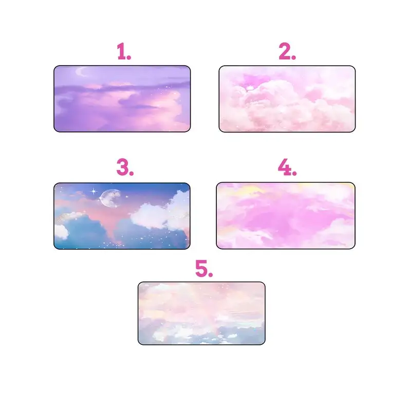 

Pastel Sky Desk Mat 5 Variation, Cute Clouds Desk Mat, Pink Desk Mat, Purple Mouse Pad, Pastel Desk Mat, Pink Mouse Pad, Pink Cl
