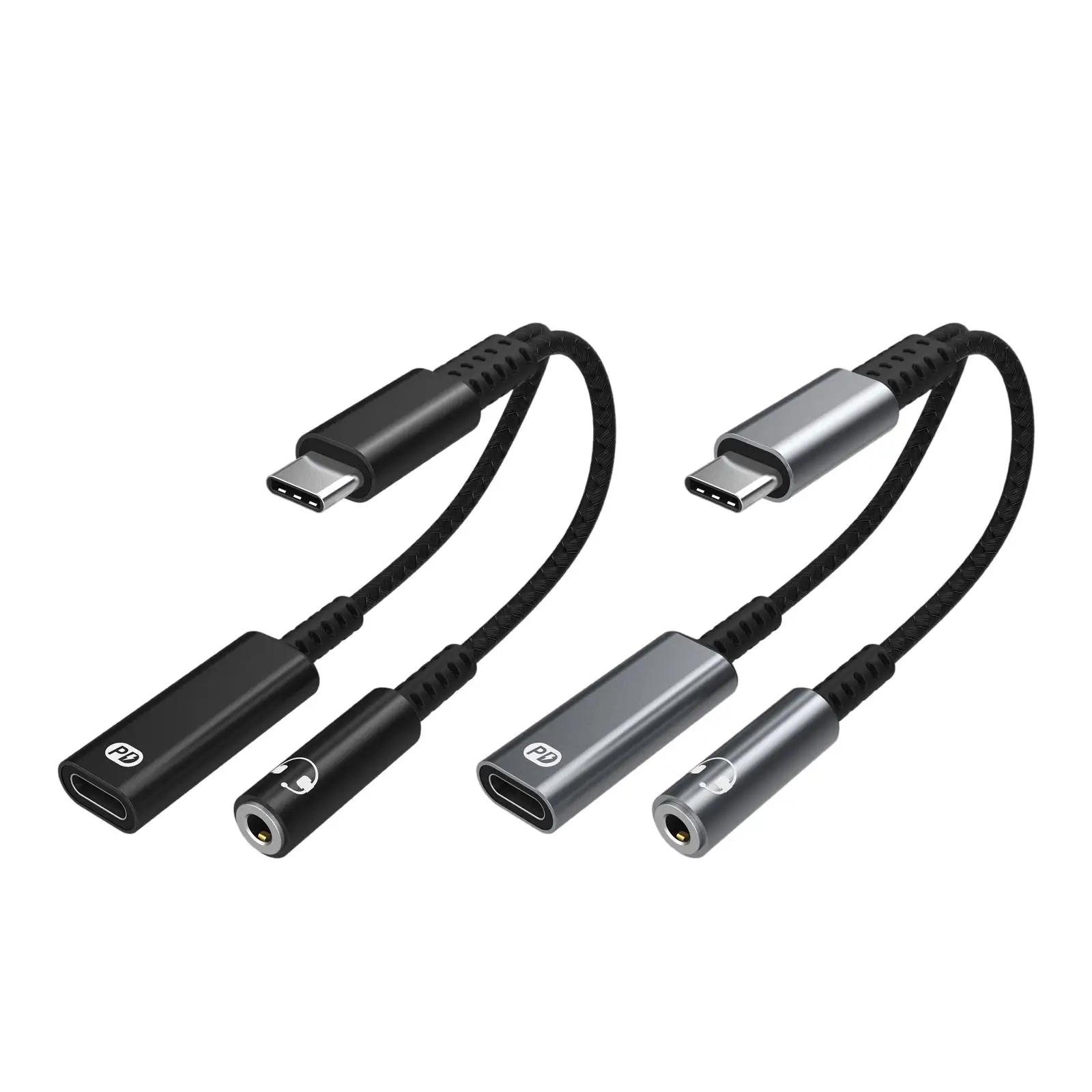 

Адаптер для наушников 2 в 1, USB Type-C, плетеный разветвитель для наушников с USB Type-C на 3,5 мм, для планшетов, ноутбуков, мобильных телефонов