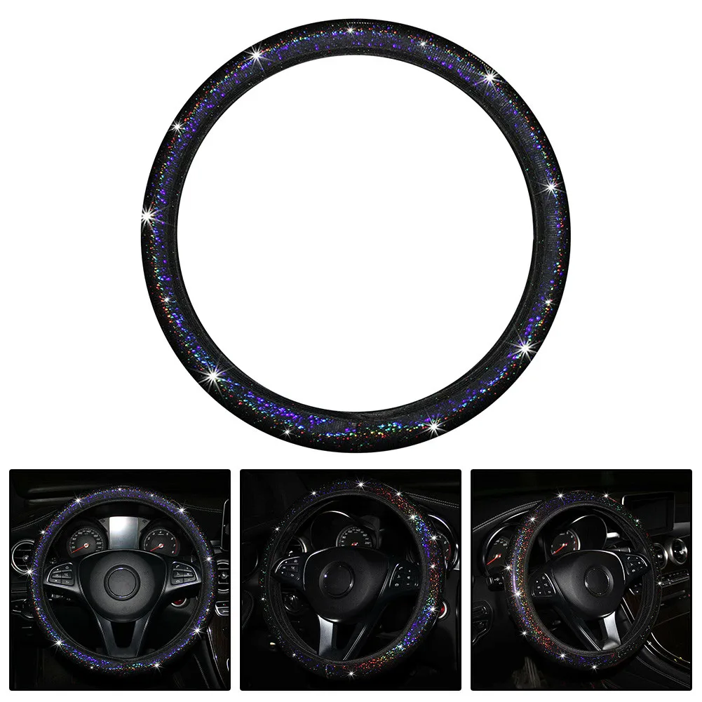

PU Leather Steering Wheel Cover Protector 37-38cm Anti-slip Breathable