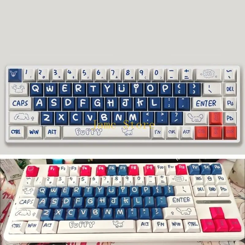 Фото LX0B PBT Keycap 133Keys Puppy Колпачки для ключей Сублимационная сублимация Оригинальные колпачки для ключей Mxes Switches №5