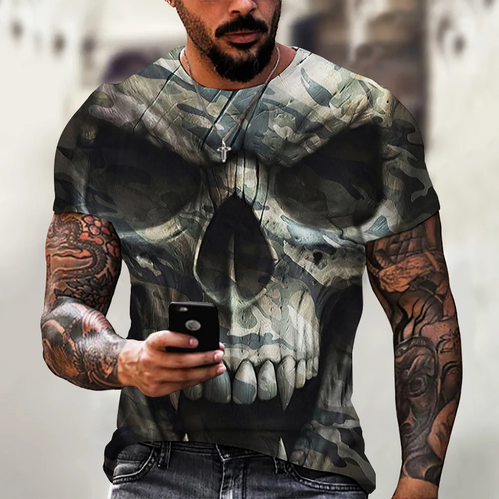 

Fashion Skull Graphic 3D Print Men t-shirt Summer O Collar Short Sleeve Street Oversized t-shirt Loose Tops Tee Men Clothing Y2K