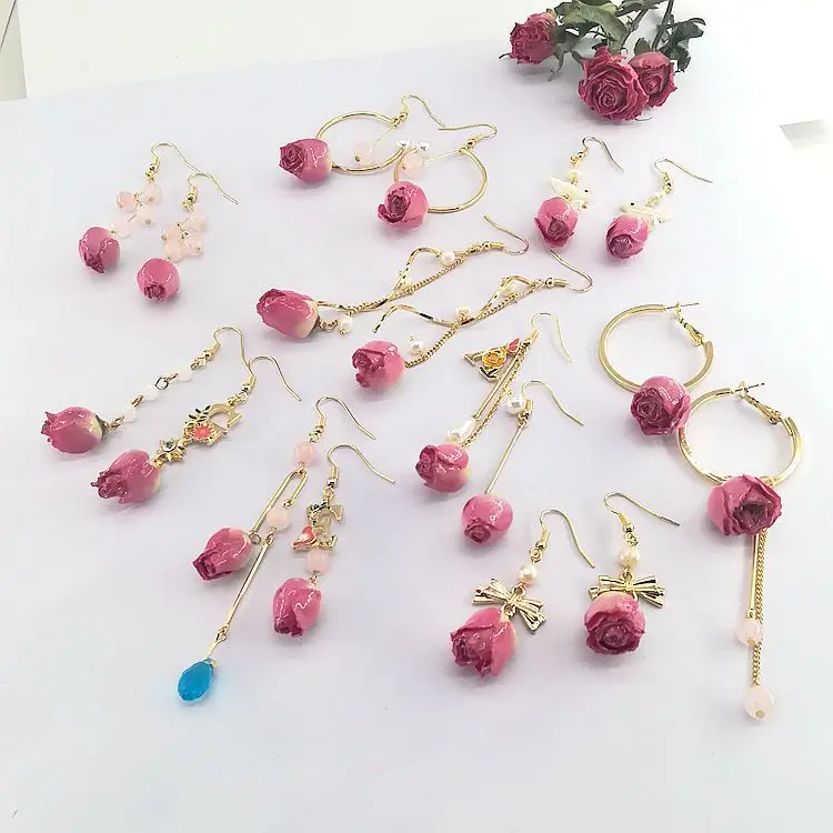 

Natural Rose Flower Earrings for women Fashion Immortal Flower Jewelry Resin Epoxy Real Flower ear clips 2023 Trendy Jewelry