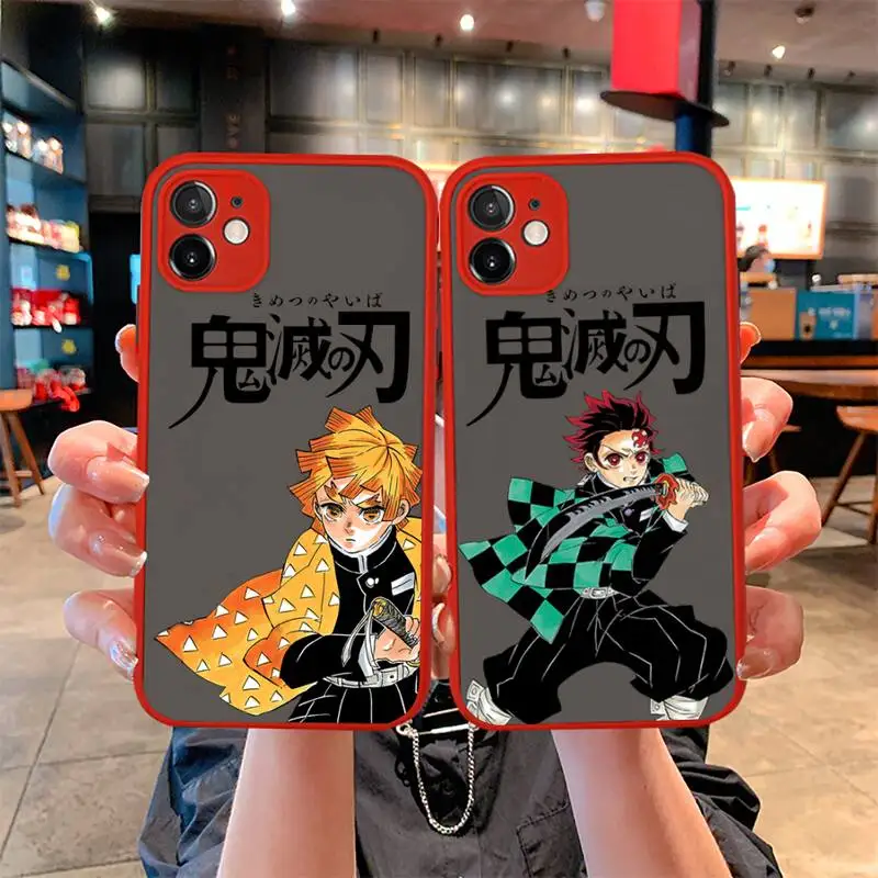 

Anime Demon Slayer Uzui Tengen Tanjirou Phone Case For iphone 12 11 Pro Mini Max XS X 8 7 Plus SE 2020 XR Matte red Cover