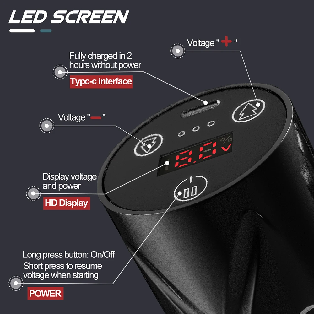 Беспроводная татуировочная машинка ручка для пистолета 4 2 мм ход 1800 мАч батарея
