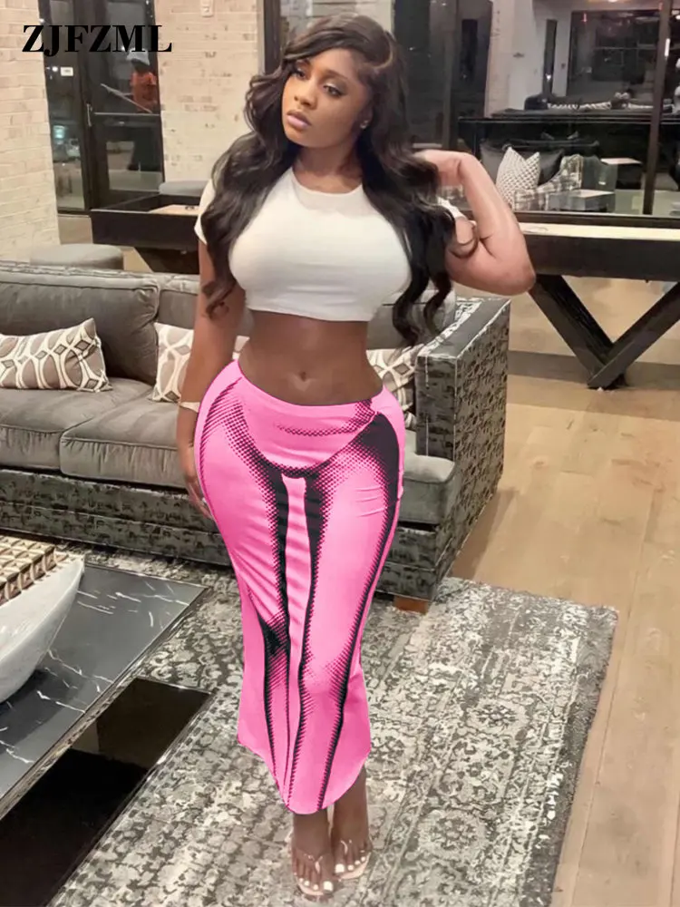 

Женская юбка-макси до щиколотки, облегающая юбка-макси в стиле Харадзюку с объемным принтом и средней талией, 2023