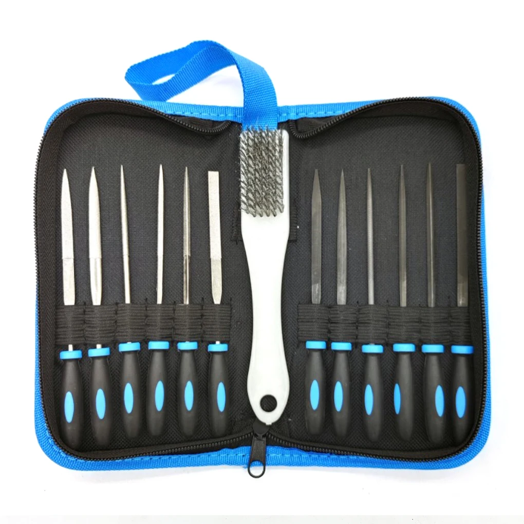 

Pack of 13 File Set Polishing Deburring Mini Needle Rasps Wood Filing Craftsman Portable Grinding Files with Carry Case
