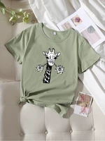 giraffe summer alternative clothing crop top female blouses woman clothes for women anime tshirt aesthetic tops powerpuff girls