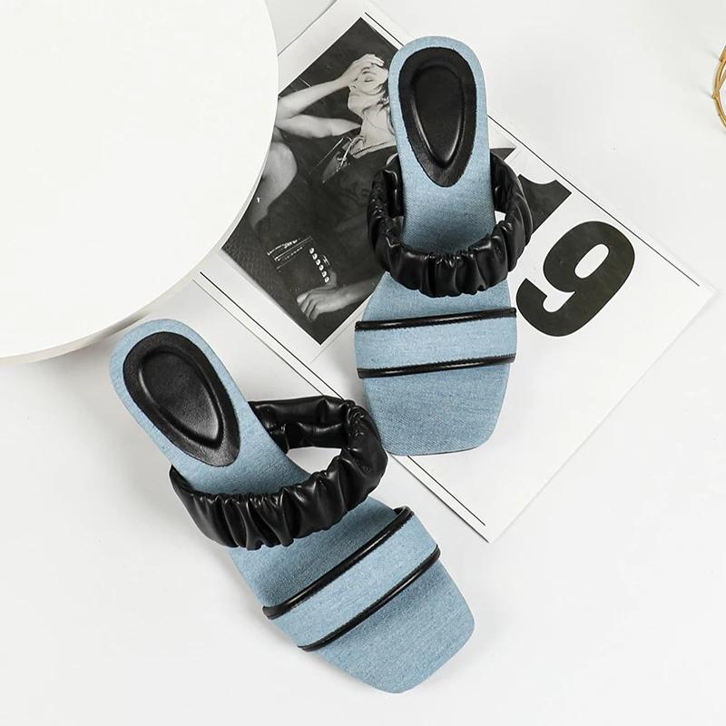 Женские босоножки Kcenid летние лаконичные слипоны из денима новинка модные