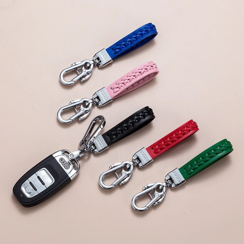 Car key chain pendant men braided rope manual key chain metal delicate upscale female key chain