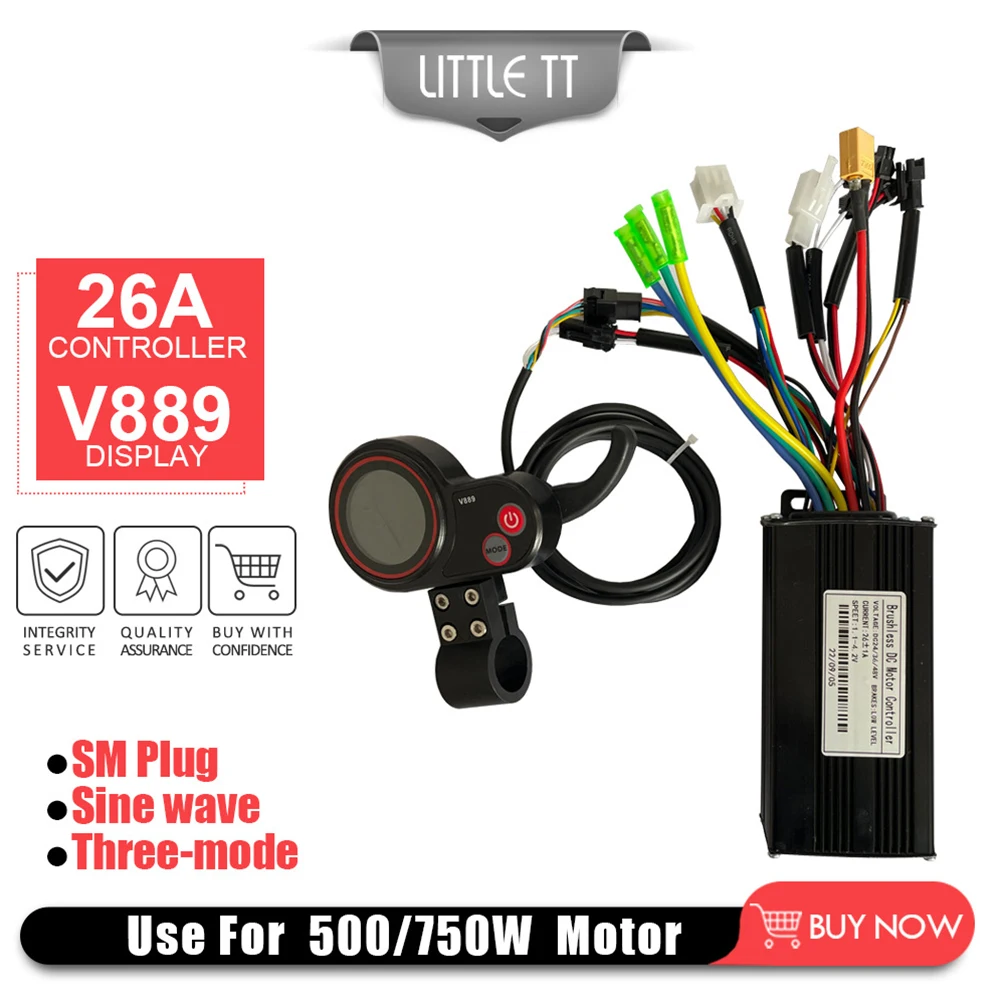 

24-48V 26A 500/750W Ebike Sine Wave Controller V889 6 Pins Display Control Panel For Kugoo M4 Electric Scooter Accessories