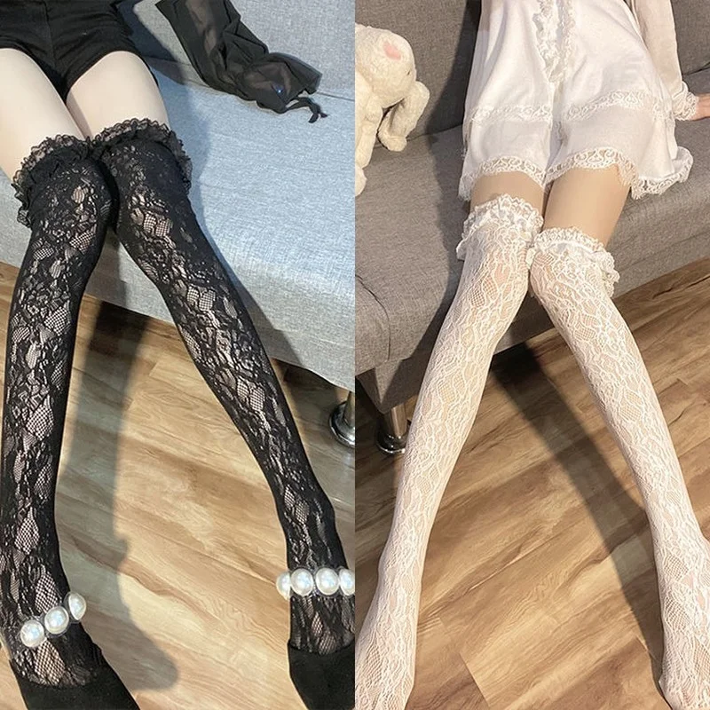 

Long Tube Lace Stockings Women Charlotte Over The Knee Socks White Cute Jk Thigh Socks Tide High Socks Stockings Sexy