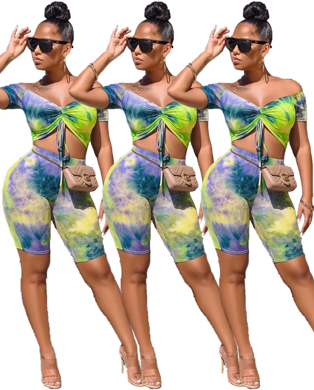 

Lovelysales New Women's Tracksuit T-Shirt Printed Two-Piece Set