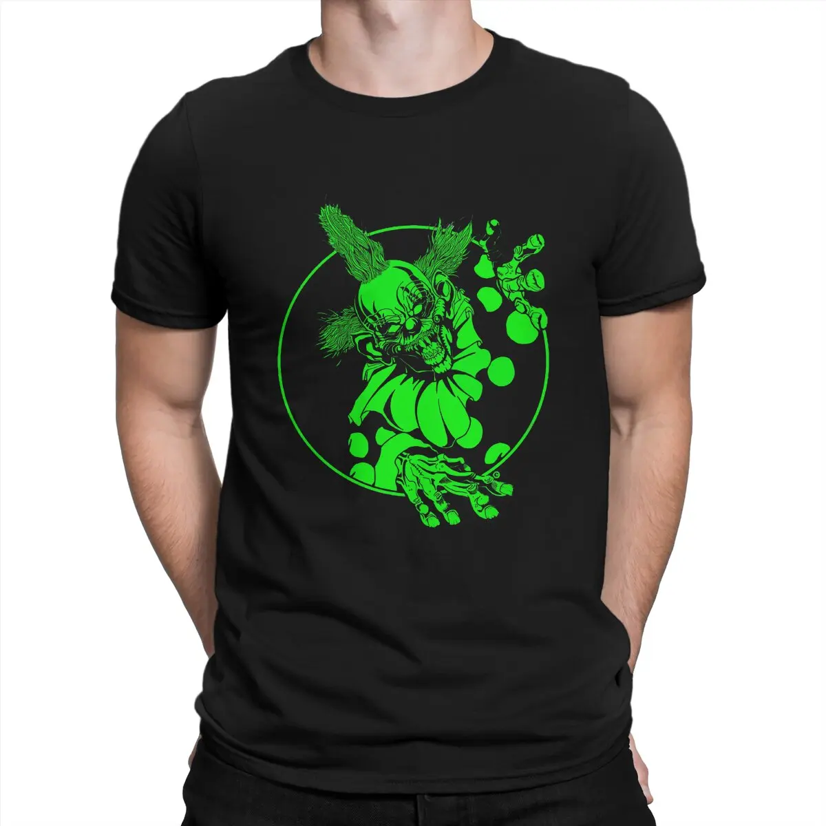 

Men's T-Shirts Retro Vintage Pure Cotton Tees Short Sleeve Killer Klowns From Outer Space Panic T Shirt Round Neck Tops Graphic