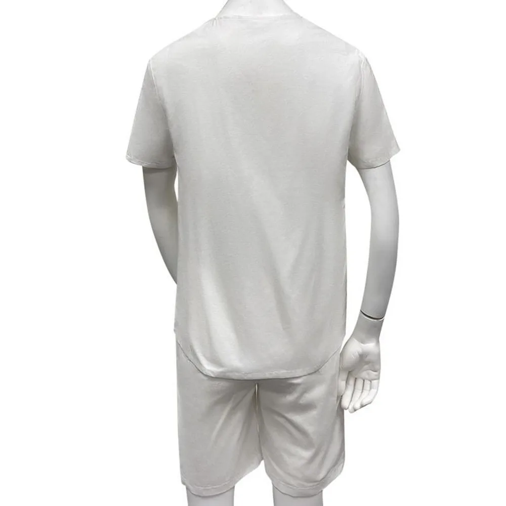 Летняя одежда для мужчин пляжная из льняного волокна комплект 2 предметов