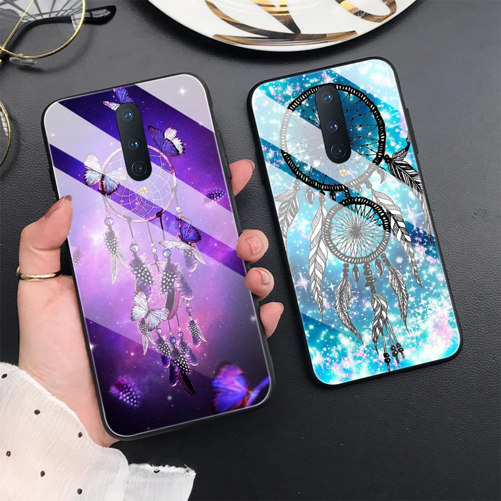 

Dreamcatcher Tempered Glass Phone Case for Oneplus 9 Pro 8 8T 7 7T 9R Fundas for Oneplus Nord N100 10 9RT 5G Luxury Cover Coque