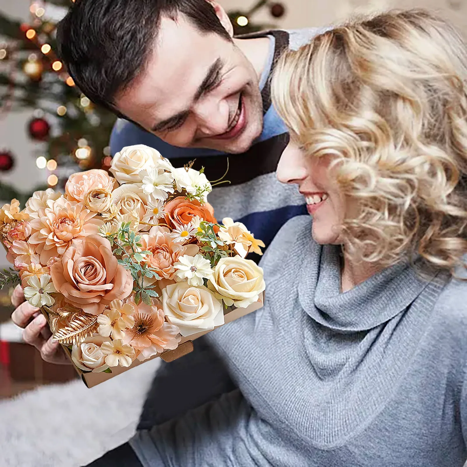 Комбинированные цветы смешанные шелковые розы подарки на день Святого Валентина