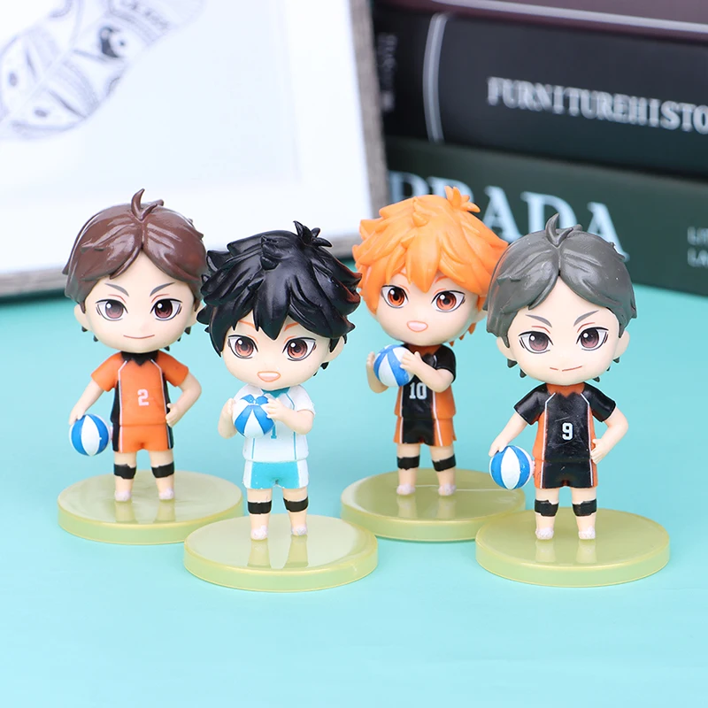 

4Pcs Anime Haikyuu Action Figure Hinata Shoyo Tobio Kageyama Volleyball Boys Kawaii Figure PVC Collectible Model Toy Kid Gift