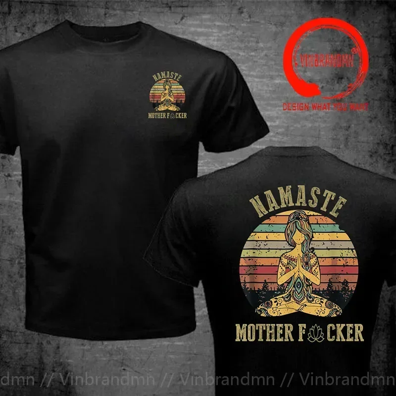 Футболка Yoga Retro Namaste Mother Fcker мужская одежда повседневная футболка модная