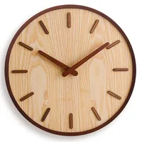 Simple wall clock wooden modern home living room decoration round quartz clock Nordic wind clock