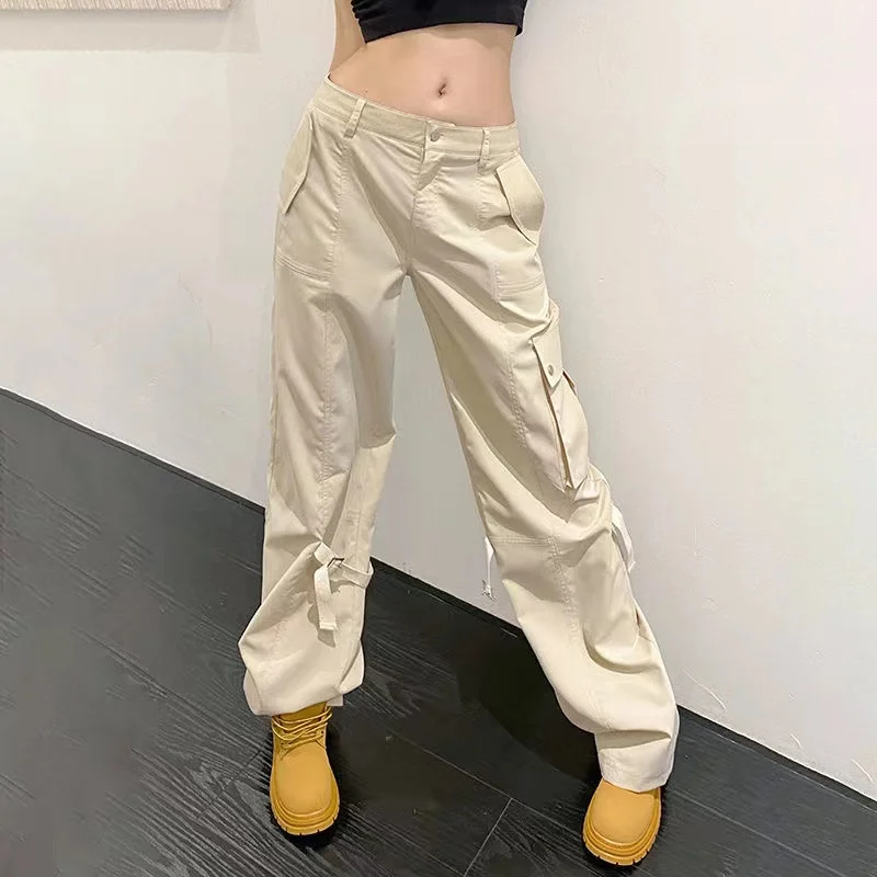 

Y2K Streetwear Baggy Cargo Pants Women Vintage Drawstring Low Waist Sweatpants Grunge Loose Wide Leg Trousers 2022 Summer