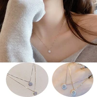 shining rhinestone necklace crystal zircon pendant gold silver chain necklace luxury exquisite clavicle cubic jewelry for women