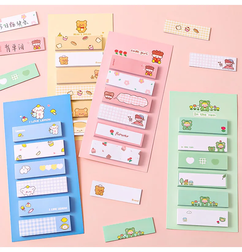 

120 Sheets Cute Cartoon Bear Pattern Sticky Notes Scrapbook Journal Diary Planner Notebook Decoration Student Office Stationery