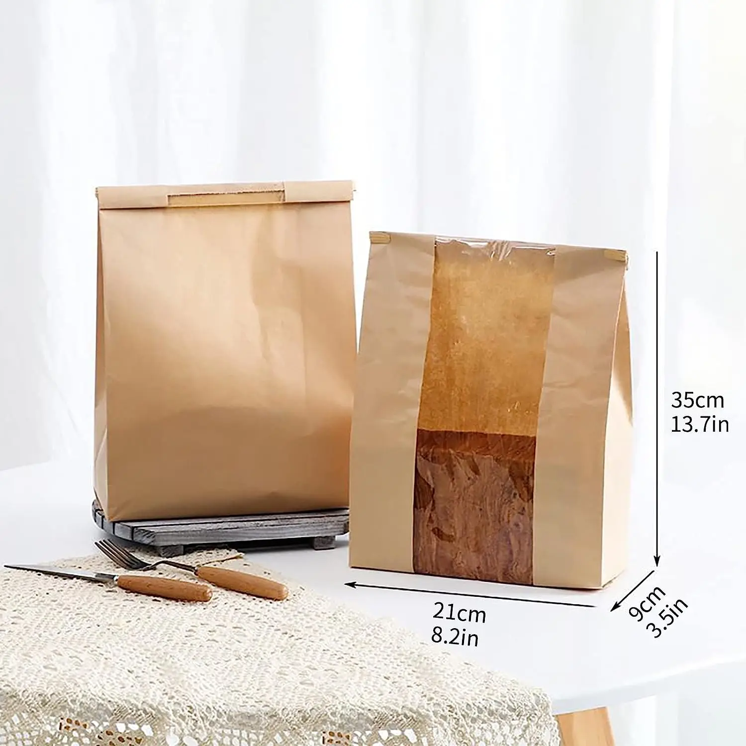 

50pcs Bread Bags for Homemade Bread Large Paper Bakery Bag with Window for Baked Food Packaging Storage Bread Storage Bags