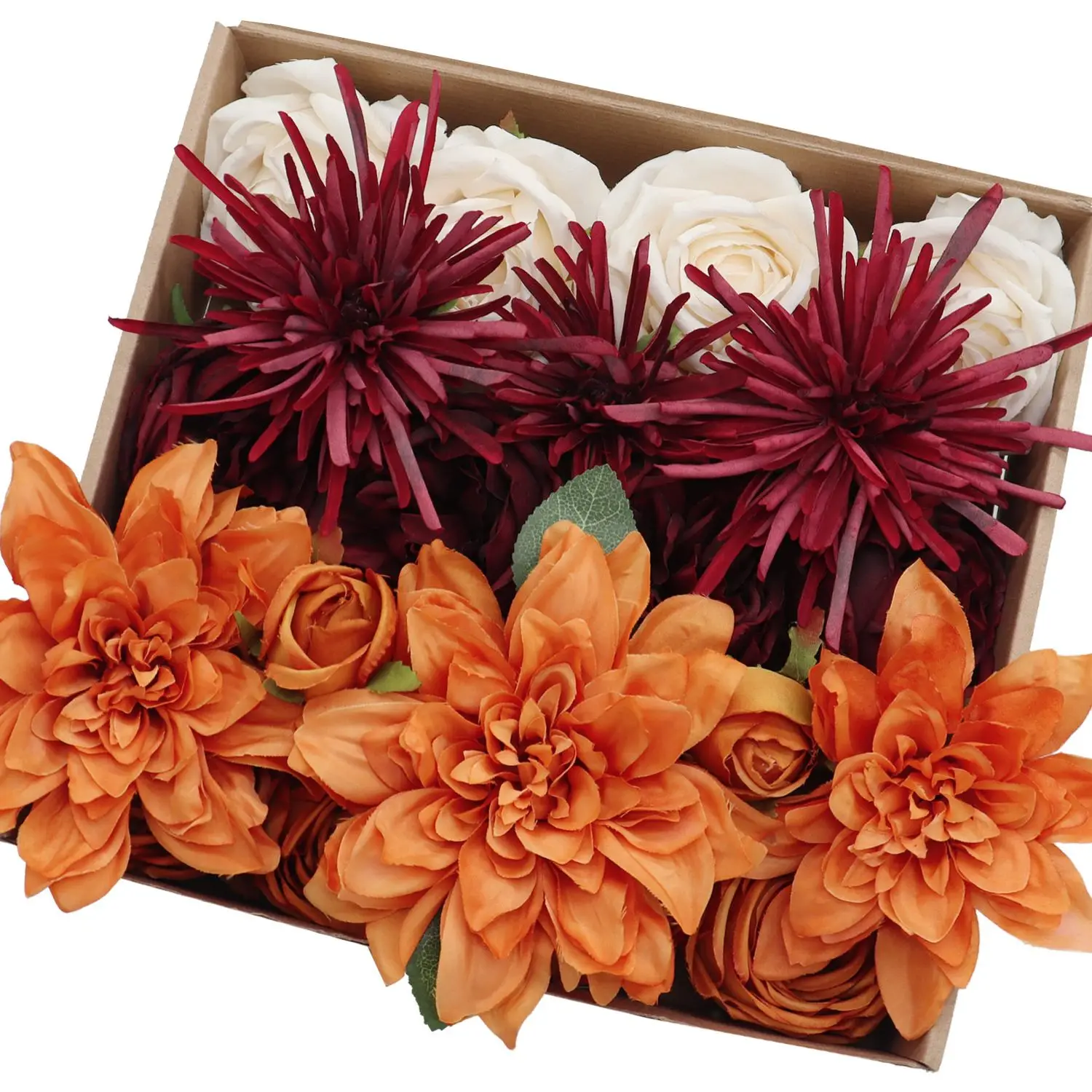 

Искусственный цветочный крем, бордовый и оранжевый комбинированный Свадебный Цветочный букет «сделай сам», центральный орнамент, украшения для торта, венка