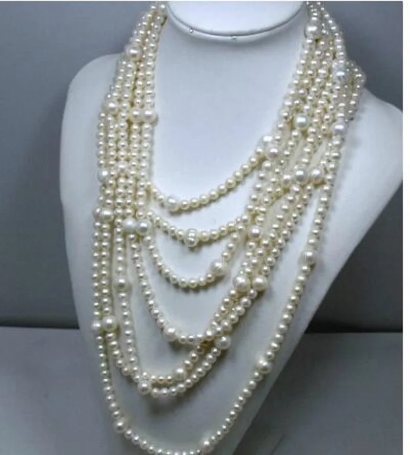 

AAA+ 7-11mm natural south sea White pearl necklace 140inch