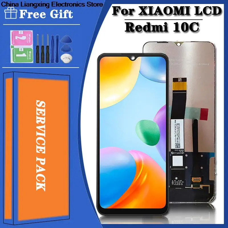 

6.71 "novo para xiaomi redmi 10c 220333qbi display lcd quadro da tela de toque digitador da tela para redmi 10c display reparo