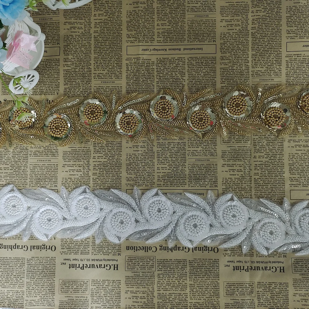 

Sell by meter embroidered sequins Beading bar code window cabinet curtain skirt Fashion accessory decoration lace fabric