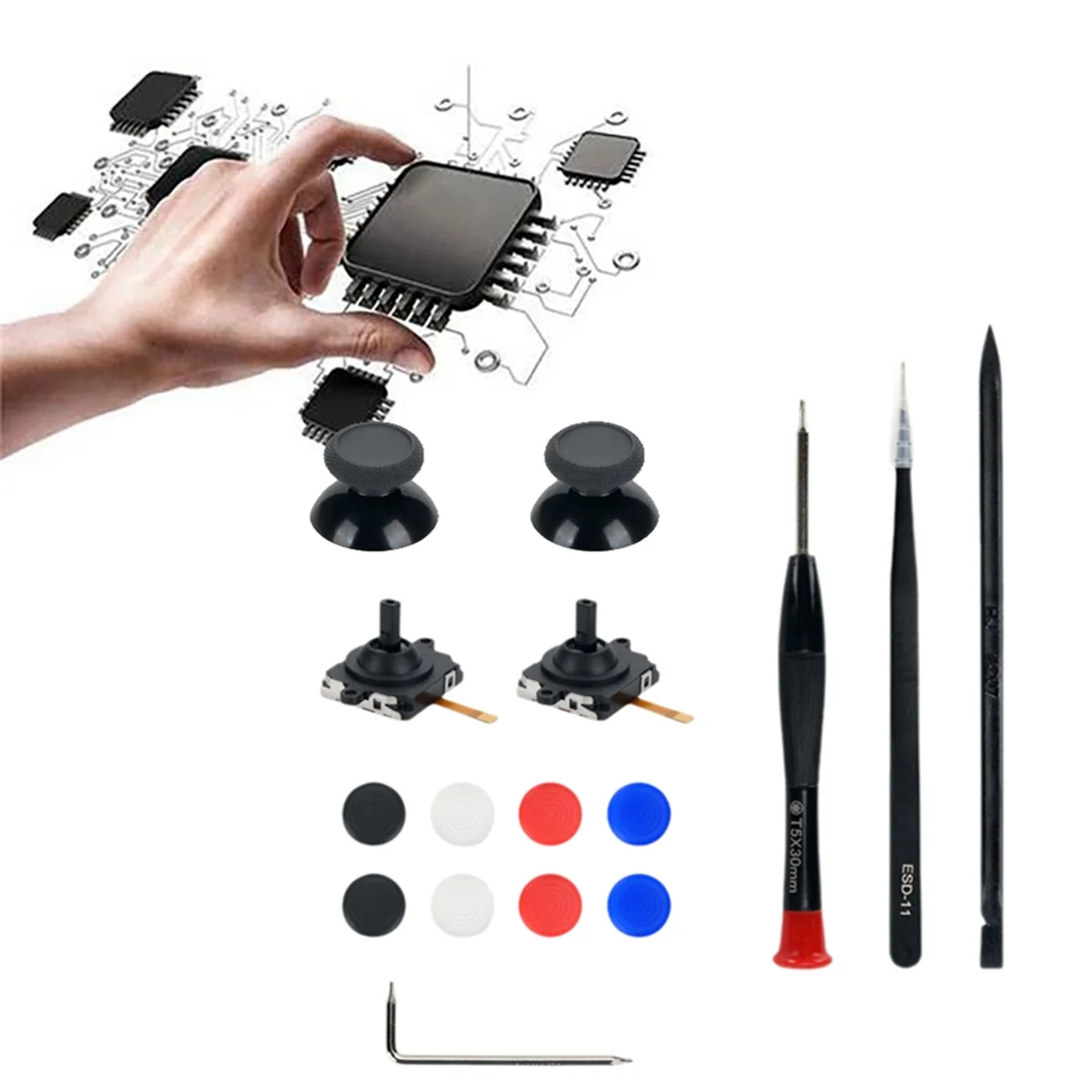 Замена для Meta Quest 3 VR-ручка 3D-аналоговые джойстики джойстик с крышкой джойстиков и