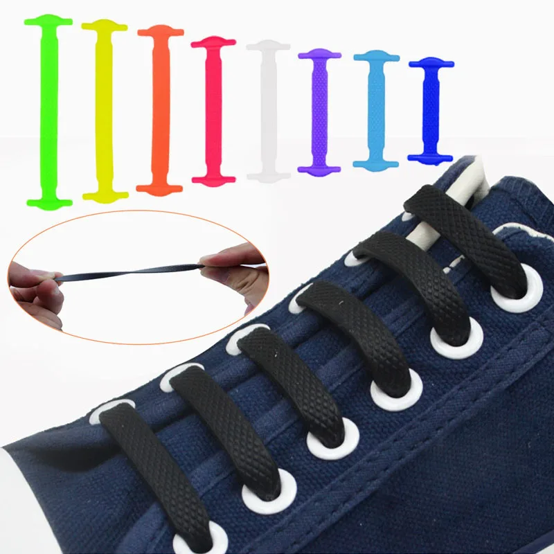 

12/16pcs Silicone Elastic Shoelaces Creative Lazy No Tie Shoelace Lacing Kids Adult Sneakers Quick Shoe Laces