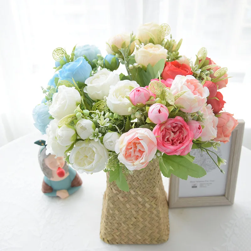 

Букет красивых искусственных пионов, шелковые розы «сделай сам», украшение для дома, сада вечерние ринки, свадьбы, искусственные цветы