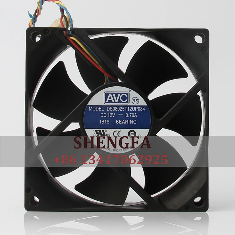 AVC чехол охлаждающий вентилятор, 4-контактный центробежный вентилятор с осевым потоком, промышленный 12 В постоянного тока, 0,70 А, EC AC 80x80x25 мм, 8 см, 8025 DS08025T12UP084