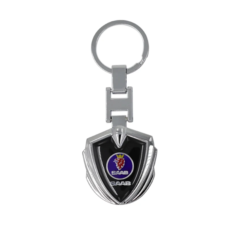 

High quality metal Shield style key ring for saab scania emblem 93 9-3 900 9000 fashion Keychain best gift Car accessories