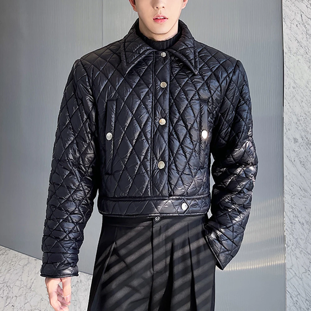 

Winter Spring Warm Windproof Mens Black Parkas Harajuku Fashion Oversized Cotton Padded Jackets Puffer Outerwear Men Short Parka